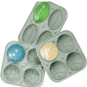 Sphere Ice Cube Mold with Lids, 3 Packs, Football, Soccer, Basketball Shape
